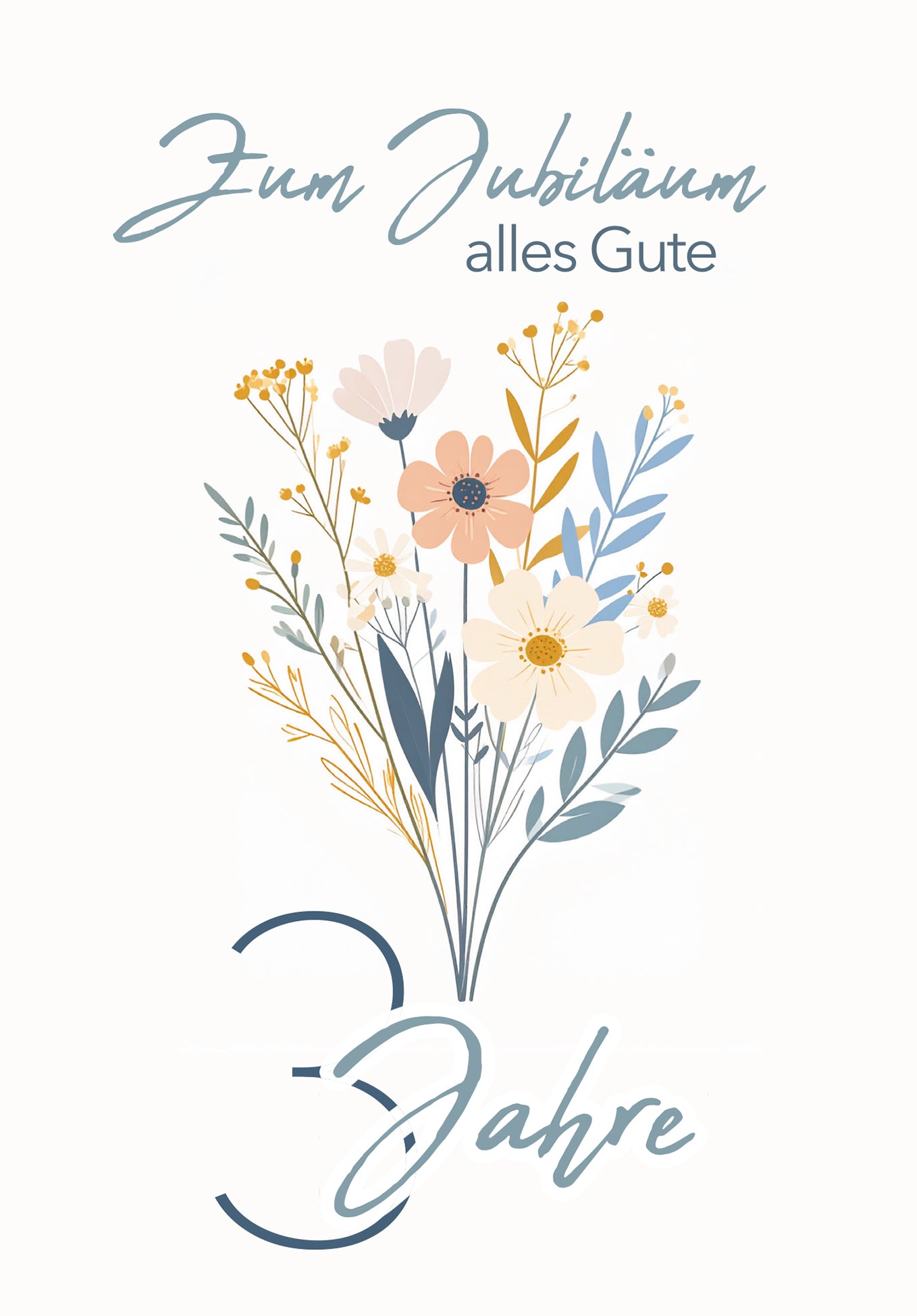 Wunschgutschein 3 Jahre - Blumenstrauß Weiß – Geschenkgutschein Ansicht 2