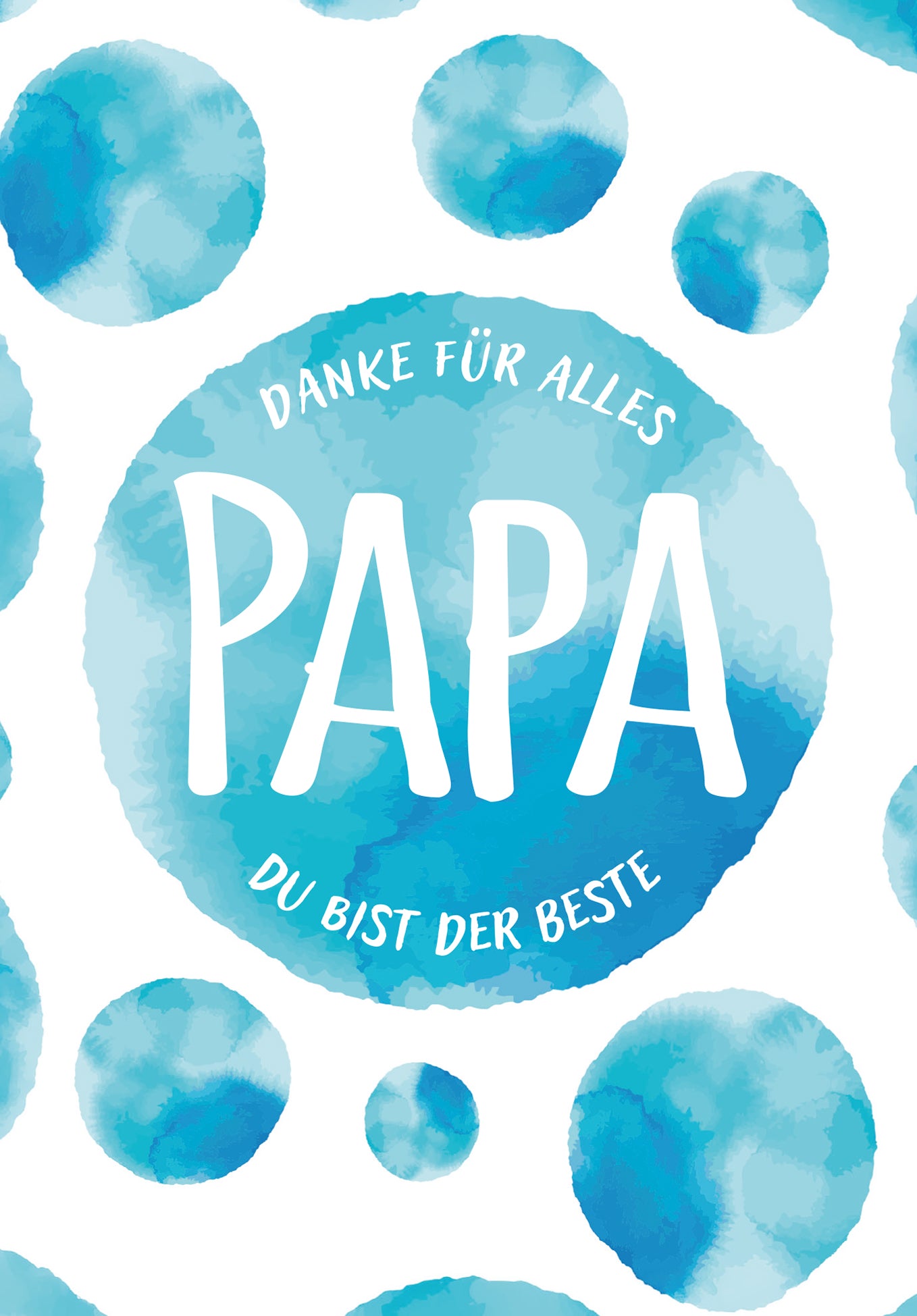 Wunschgutschein Danke für alles Papa - Aquarell Kreise Blau – Geschenkgutschein Ansicht 2