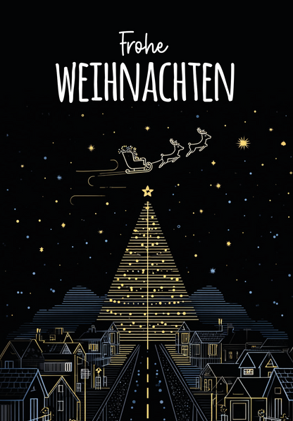 Wunschgutschein Frohe Weihnachten - Stadt Tannenbaum – Geschenkgutschein Ansicht 2