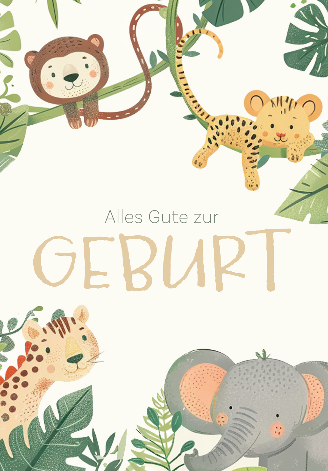 Wunschgutschein Alles Gute zur Geburt - Tiere Beige PDF – Geschenkgutschein Ansicht 2