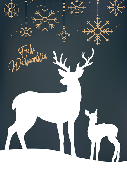 Wunschgutschein Frohe Weihnachten - Rentier Grün – Geschenkgutschein Ansicht 2
