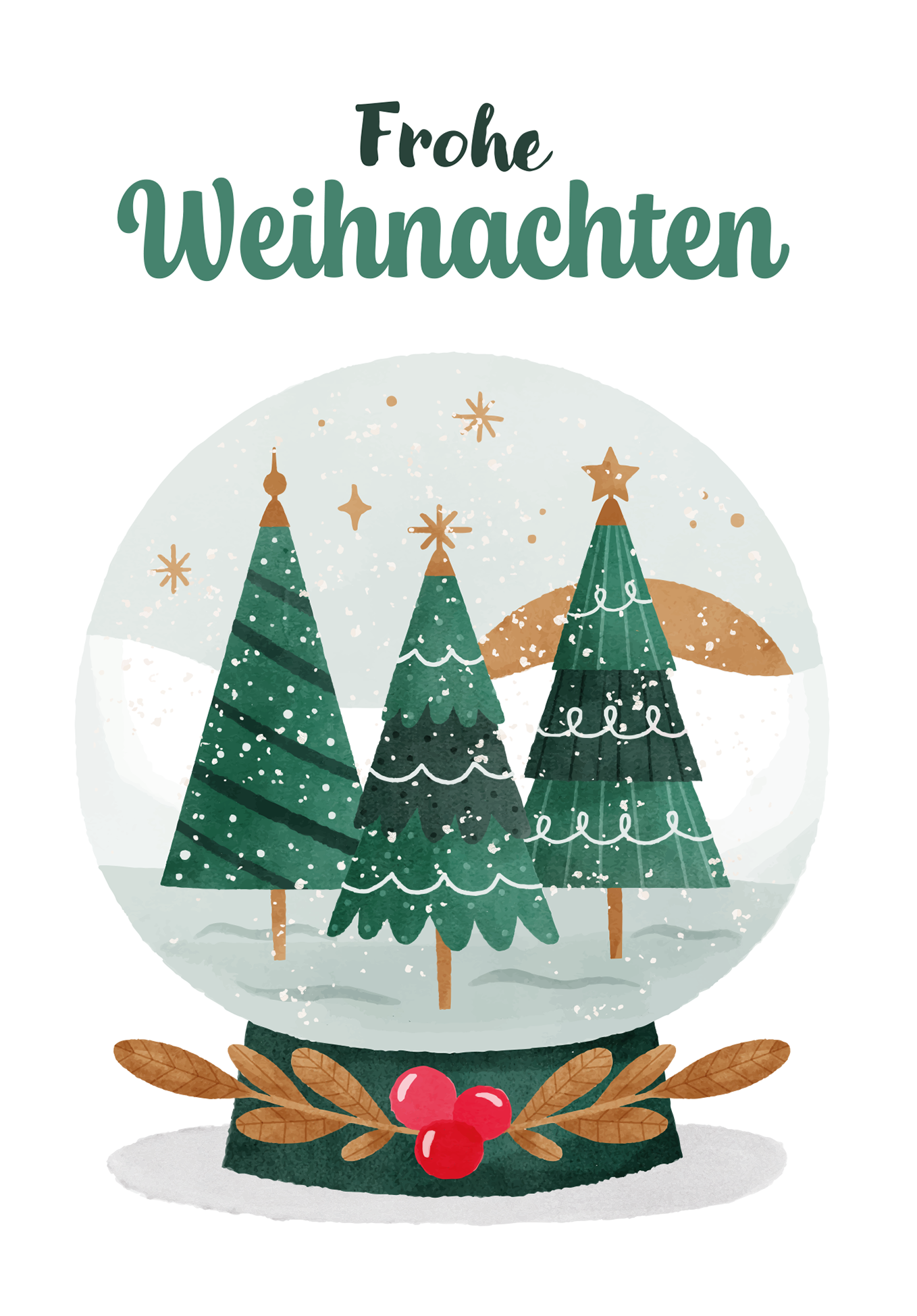 Wunschgutschein Frohe Weihnachten - Schneekugel Bäume – Geschenkgutschein Ansicht 2