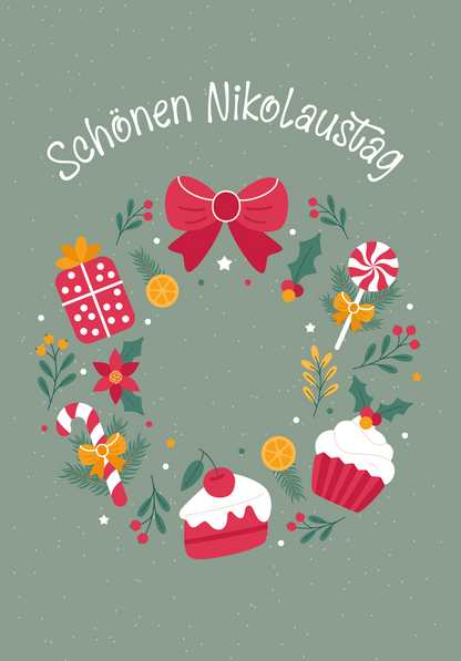 Wunschgutschein Schönen Nikolaustag - Kranz Süßigkeiten – Geschenkgutschein Ansicht 2