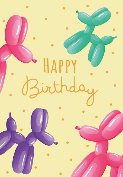 Wunschgutschein Happy Birthday - Ballonhunde Gelb – Geschenkgutschein Ansicht 2