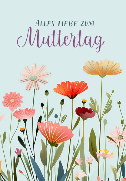 Wunschgutschein Alles Liebe zum Muttertag - Blumenwiese Blau PDF – Geschenkgutschein Ansicht 2