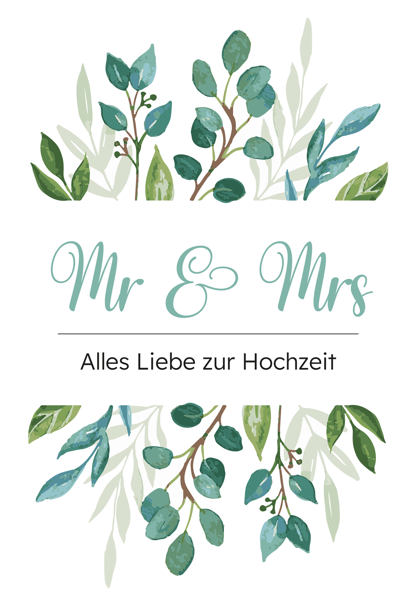 Wunschgutschein Mr u Mrs - Blätter Zweige – Geschenkgutschein Ansicht 2