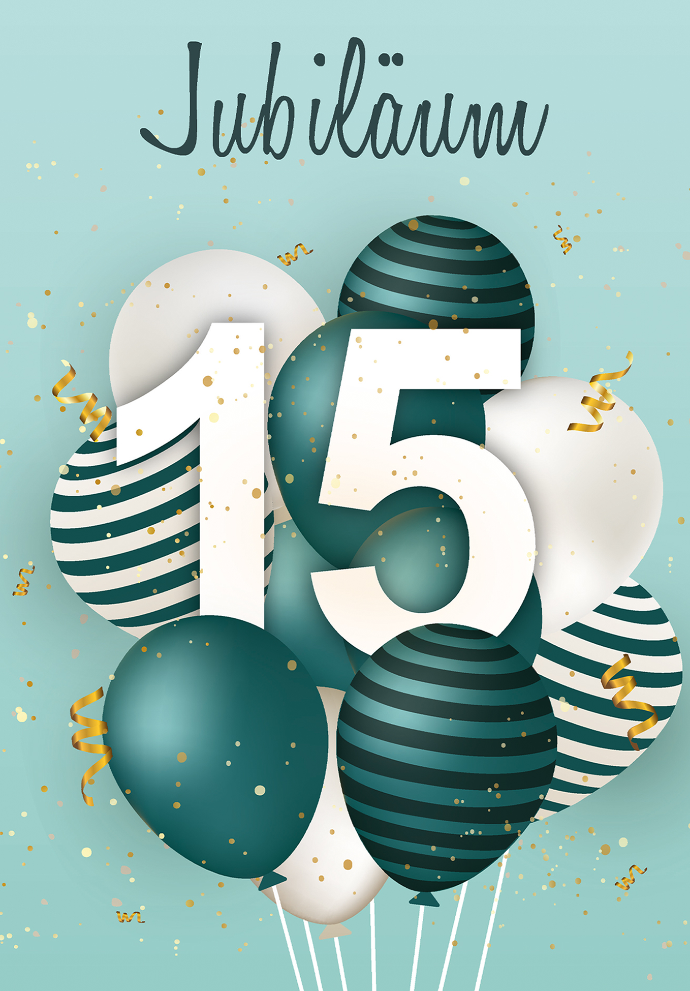 Wunschgutschein 15 Jahre Jubiläum - Ballons Grün – Geschenkgutschein Ansicht 2