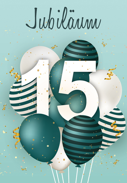 Wunschgutschein 15 Jahre Jubiläum - Ballons Grün – Geschenkgutschein Ansicht 2