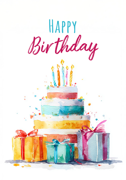Wunschgutschein Happy Birthday - Torte Aquarell – Geschenkgutschein Ansicht 6