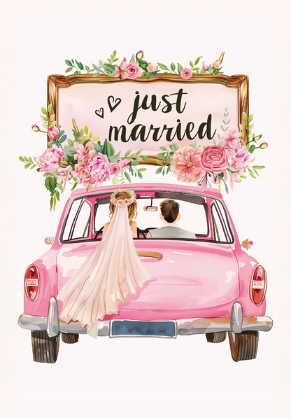 Wunschgutschein Just Married - Auto Rosa – Geschenkgutschein Ansicht 2