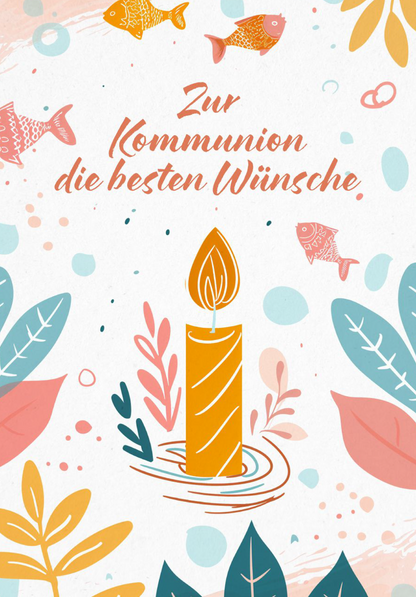 Wunschgutschein Zur Kommunion - Kerze Fische PDF – Geschenkgutschein Ansicht 2