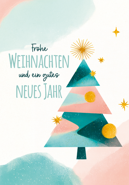 Wunschgutschein Frohe Weihnachten Neujahr - Tanne Grün Rosa – Geschenkgutschein Ansicht 2
