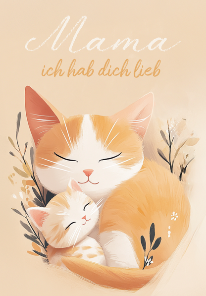 Wunschgutschein Mama hab dich lieb - Katzen Orange – Geschenkgutschein Ansicht 2