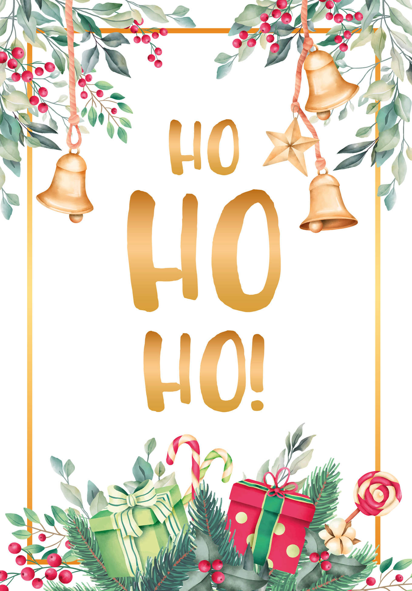 Wunschgutschein Ho Ho Ho - Zweige Aquarell – Geschenkgutschein Ansicht 6