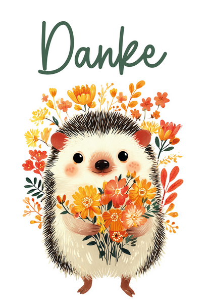 Wunschgutschein Danke - Igel Blumen PDF – Geschenkgutschein Ansicht 2