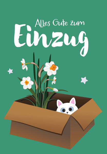 Wunschgutschein Alles Gute zum Einzug - Katze und Blume – Geschenkgutschein Ansicht 2
