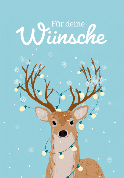 Wunschgutschein Für deine Wünsche - Rentier Lichterkette – Geschenkgutschein Ansicht 2