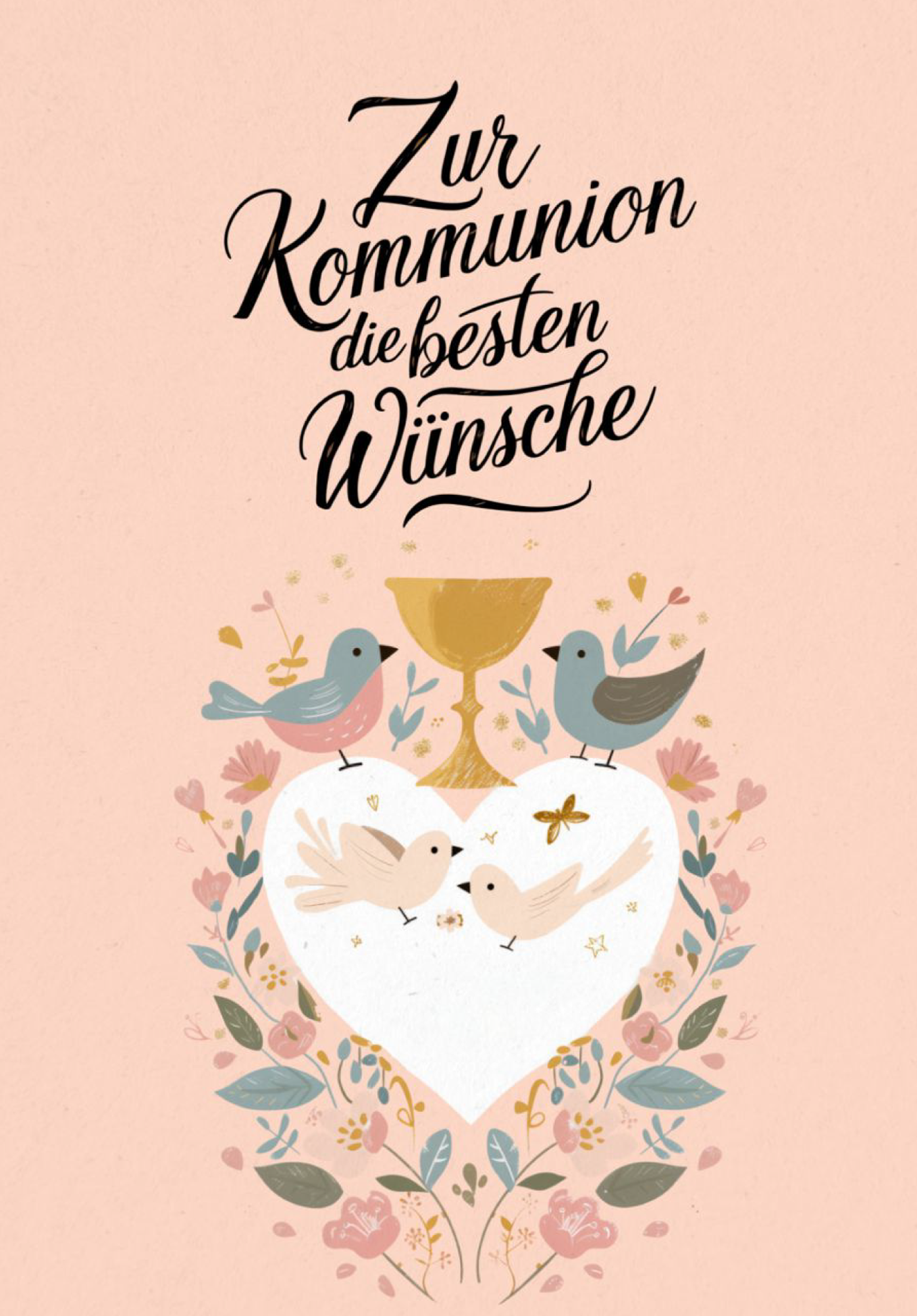 Wunschgutschein Zur Kommunion - Herz Vögel PDF – Geschenkgutschein Ansicht 2