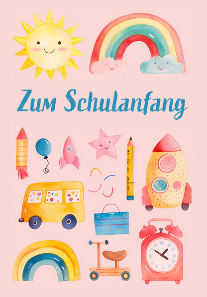 Wunschgutschein Zum Schulanfang - Wasserfarbe – Geschenkgutschein Ansicht 2