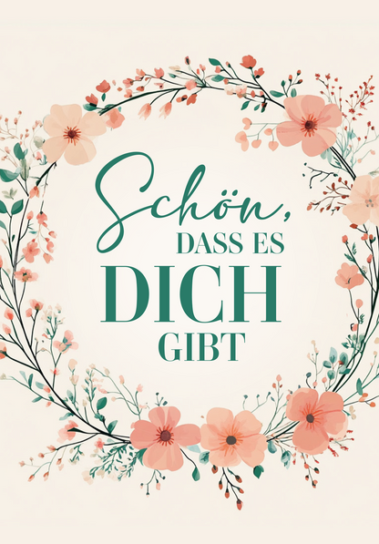 Wunschgutschein Schön dass es dich gibt - Blumenkranz – Geschenkgutschein Ansicht 2