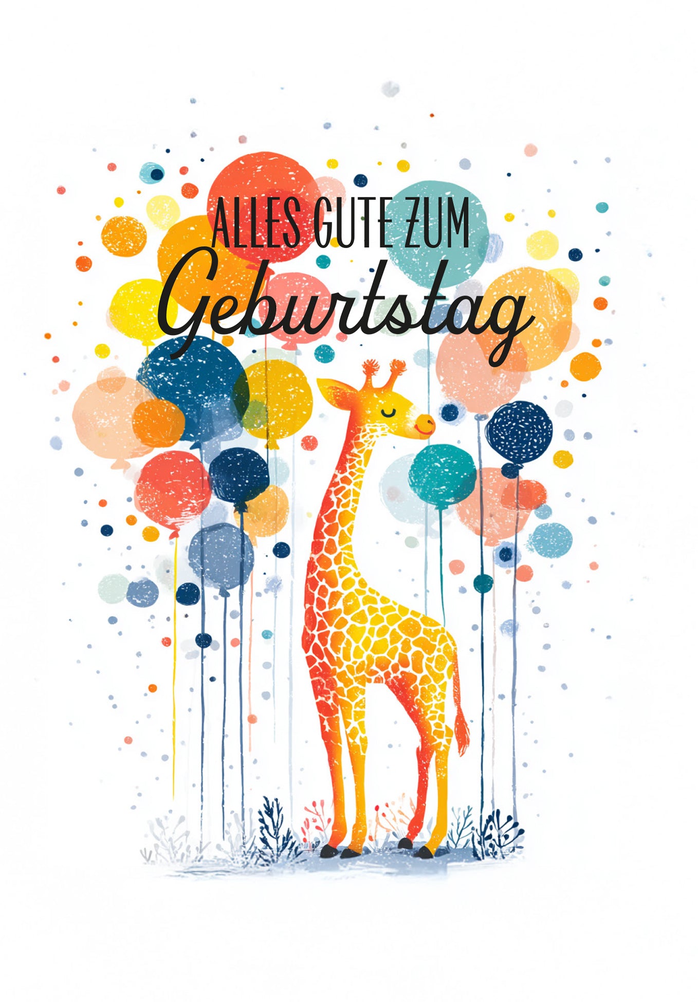 Wunschgutschein Alles Gute zum Geburtstag - Giraffe und Ballons – Geschenkgutschein Ansicht 2