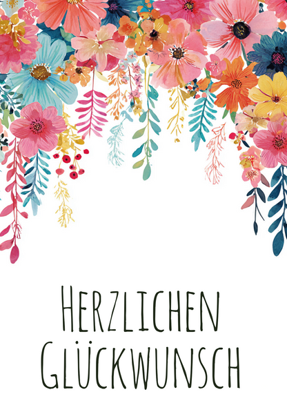 Wunschgutschein Herzlichen Glückwunsch - Blumen Hängend – Geschenkgutschein Ansicht 6