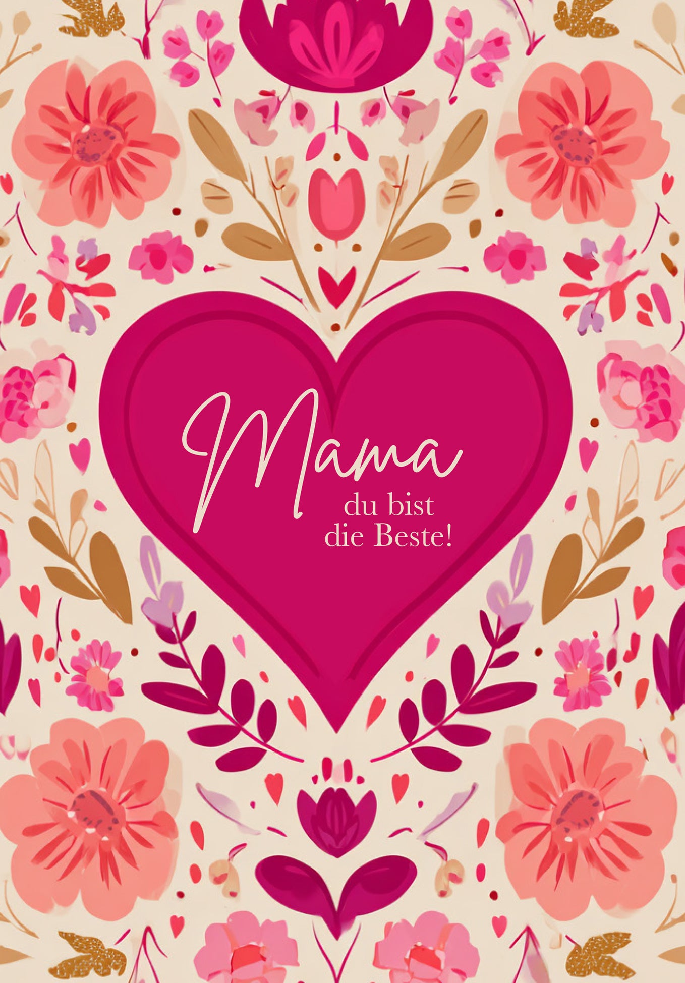 Wunschgutschein Mama du bist die Beste - Herz Blumenmuster PDF – Geschenkgutschein Ansicht 2