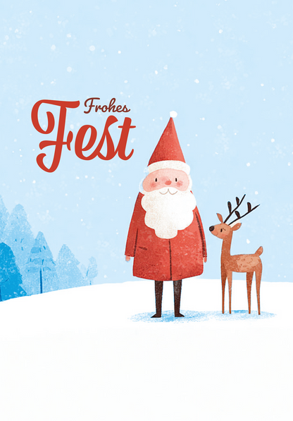 Wunschgutschein Frohes Fest - Weihnachtsmann Rentier PDF – Geschenkgutschein Ansicht 2