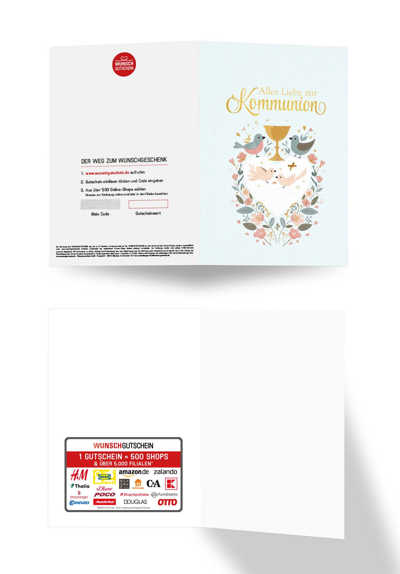 Wunschgutschein Alles Liebe zur Kommunion - Vögel Blumen – Geschenkgutschein Ansicht 3