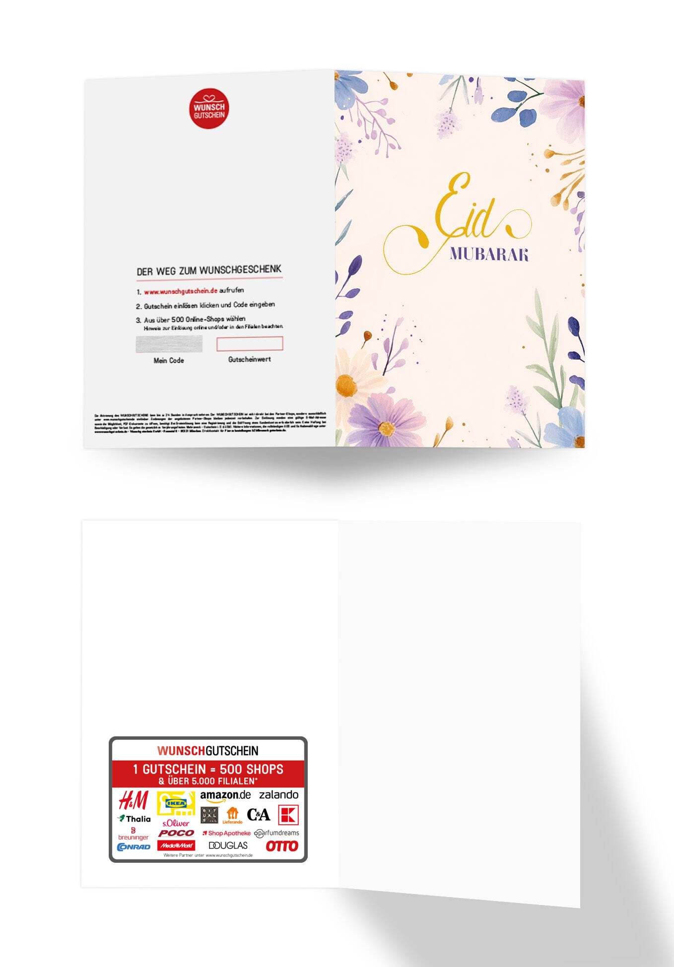 Wunschgutschein Eid Mubarak - Aquarellblumen Beige – Geschenkgutschein Ansicht 3