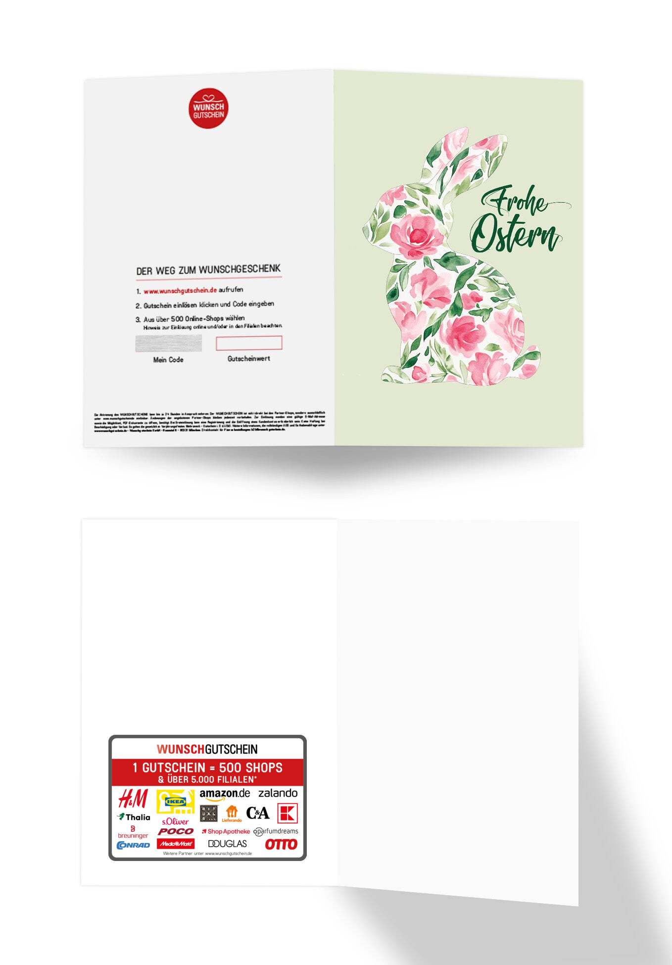 Wunschgutschein Frohe Ostern - Blumenhase – Geschenkgutschein Ansicht 3