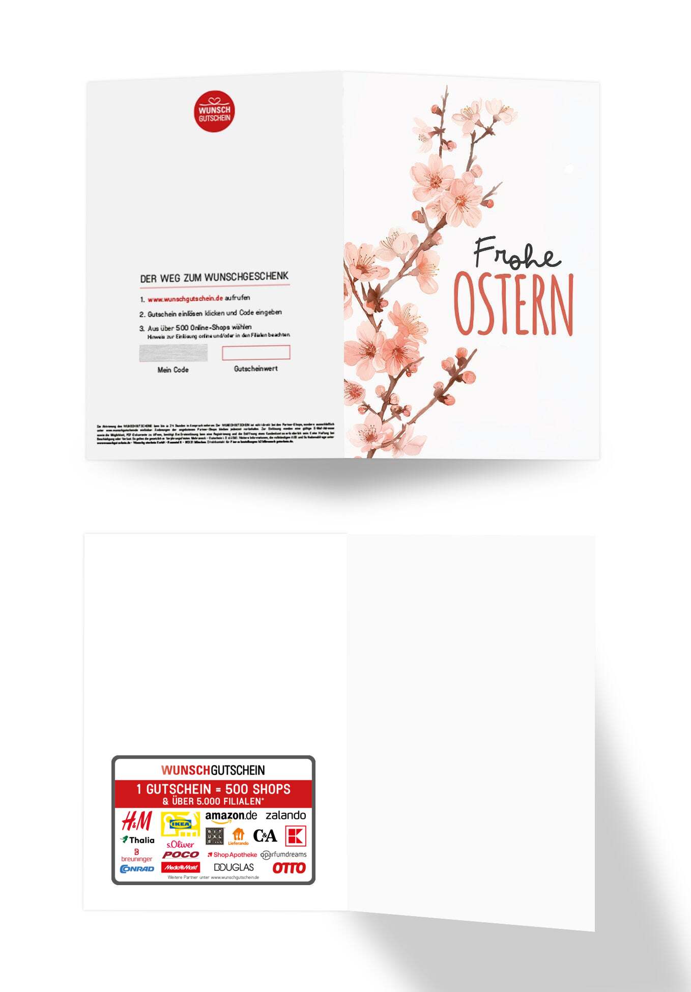 Wunschgutschein Frohe Ostern - Kirschblüten Aquarell – Geschenkgutschein Ansicht 3