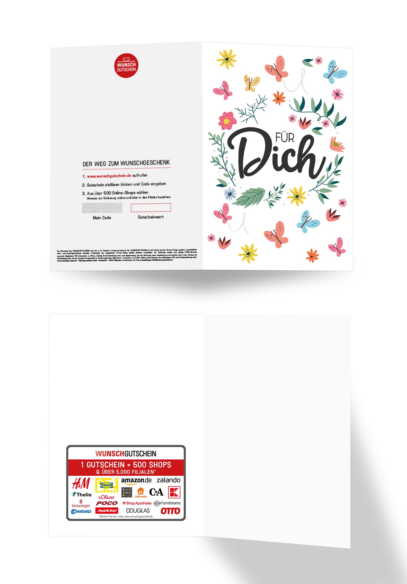 Wunschgutschein Für Dich - Bunte Schmetterlinge – Geschenkgutschein Ansicht 3