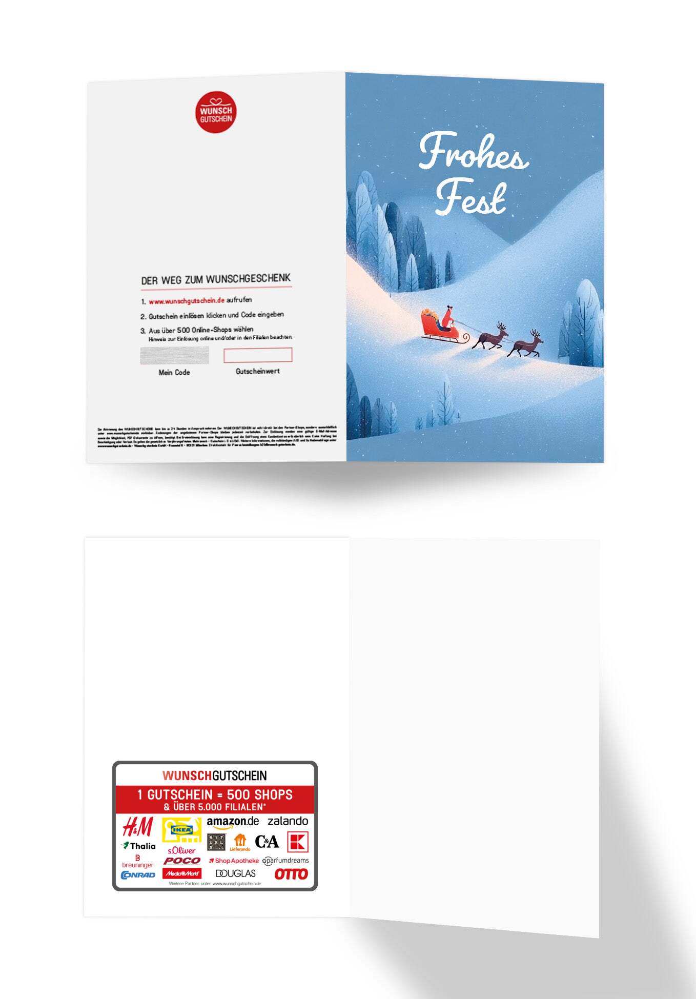 Wunschgutschein Frohes Fest - Schlitten Weihnachtsmann – Geschenkgutschein Ansicht 3