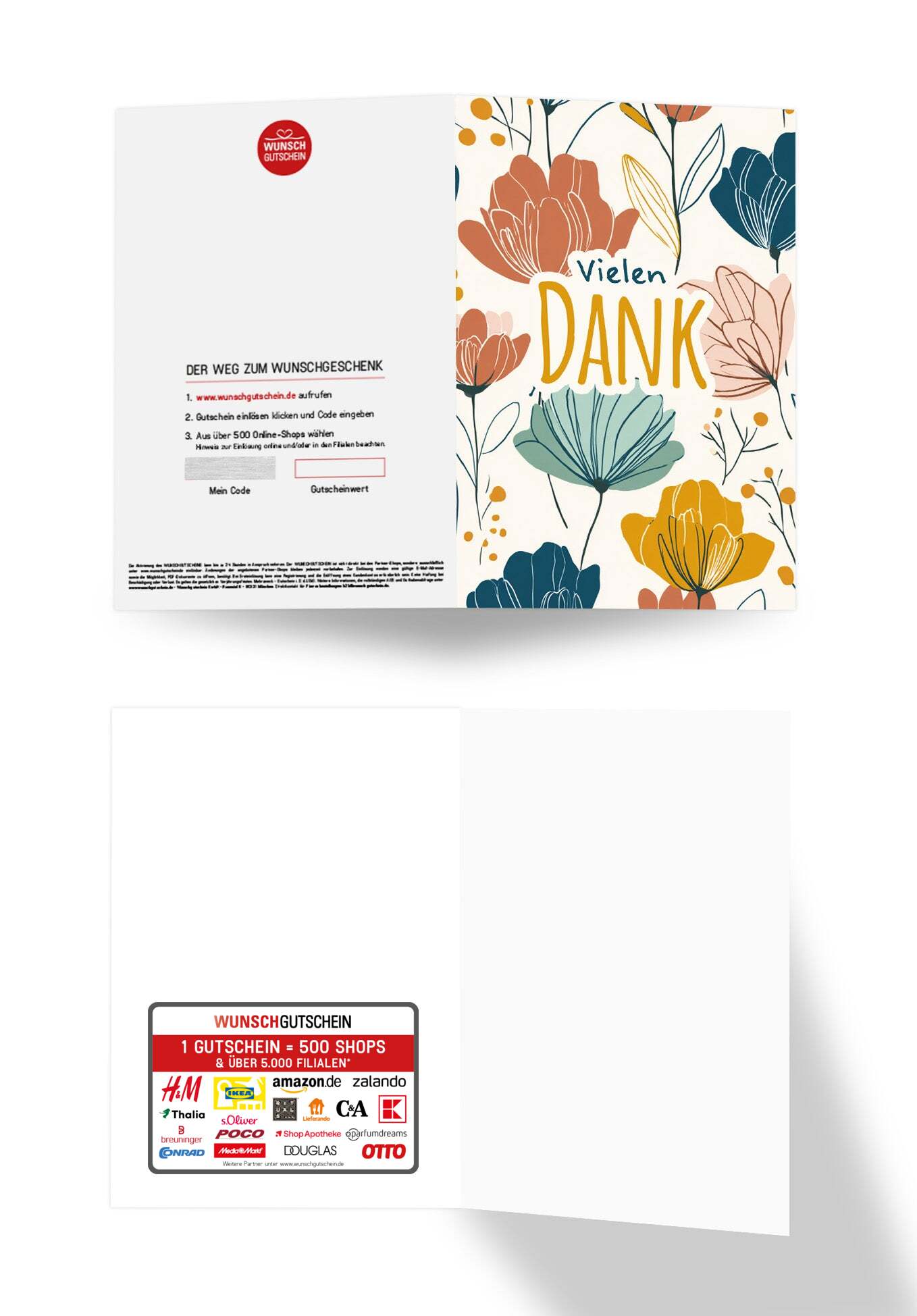 Wunschgutschein Vielen Dank - Blumenmuster – Geschenkgutschein Ansicht 3