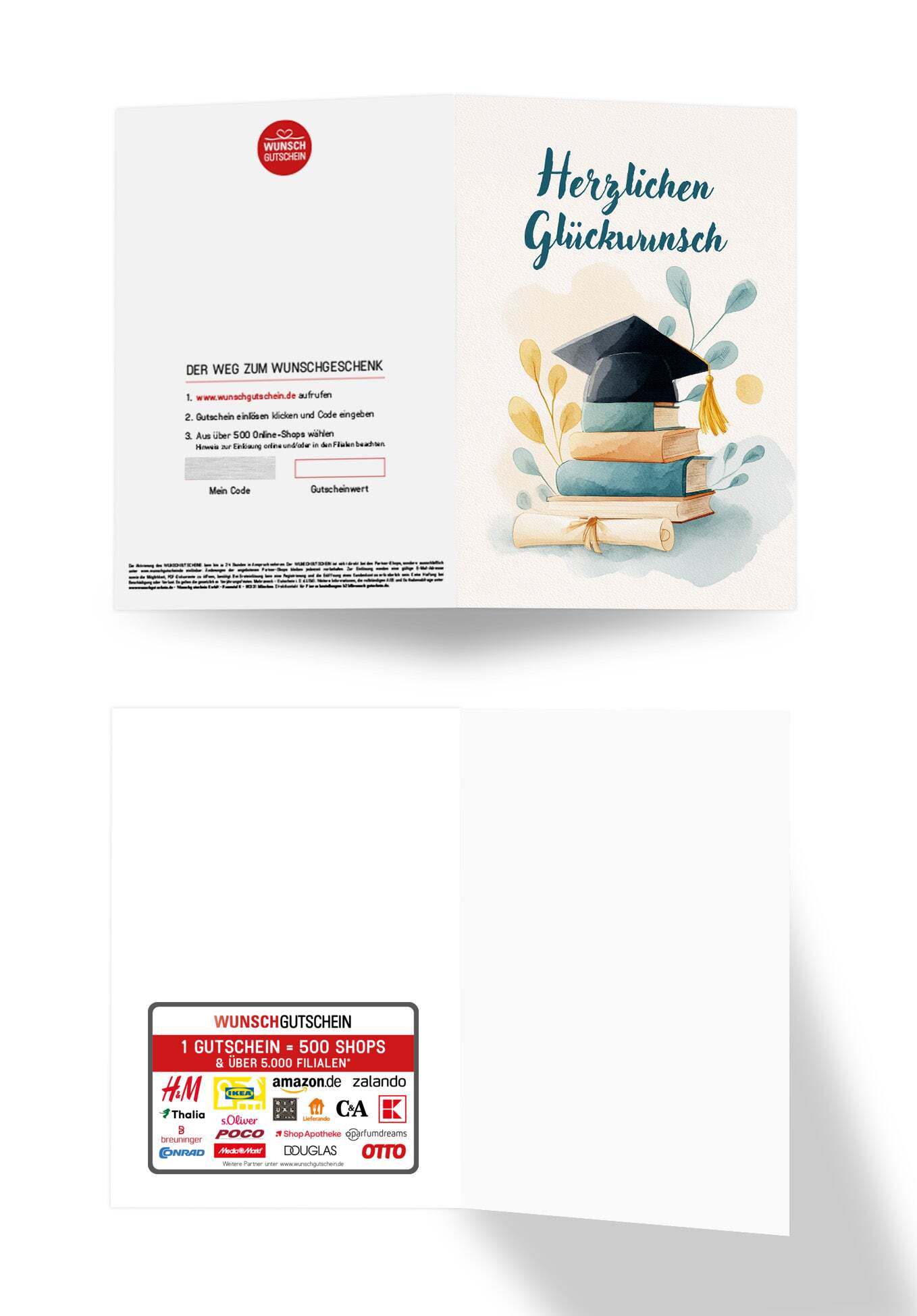 Wunschgutschein Herzlichen Glückwunsch - Hut und Bücher – Geschenkgutschein Ansicht 3