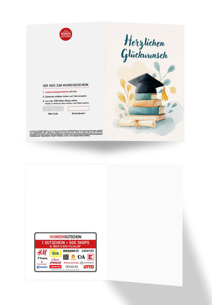 Wunschgutschein Herzlichen Glückwunsch - Hut und Bücher – Geschenkgutschein Ansicht 3