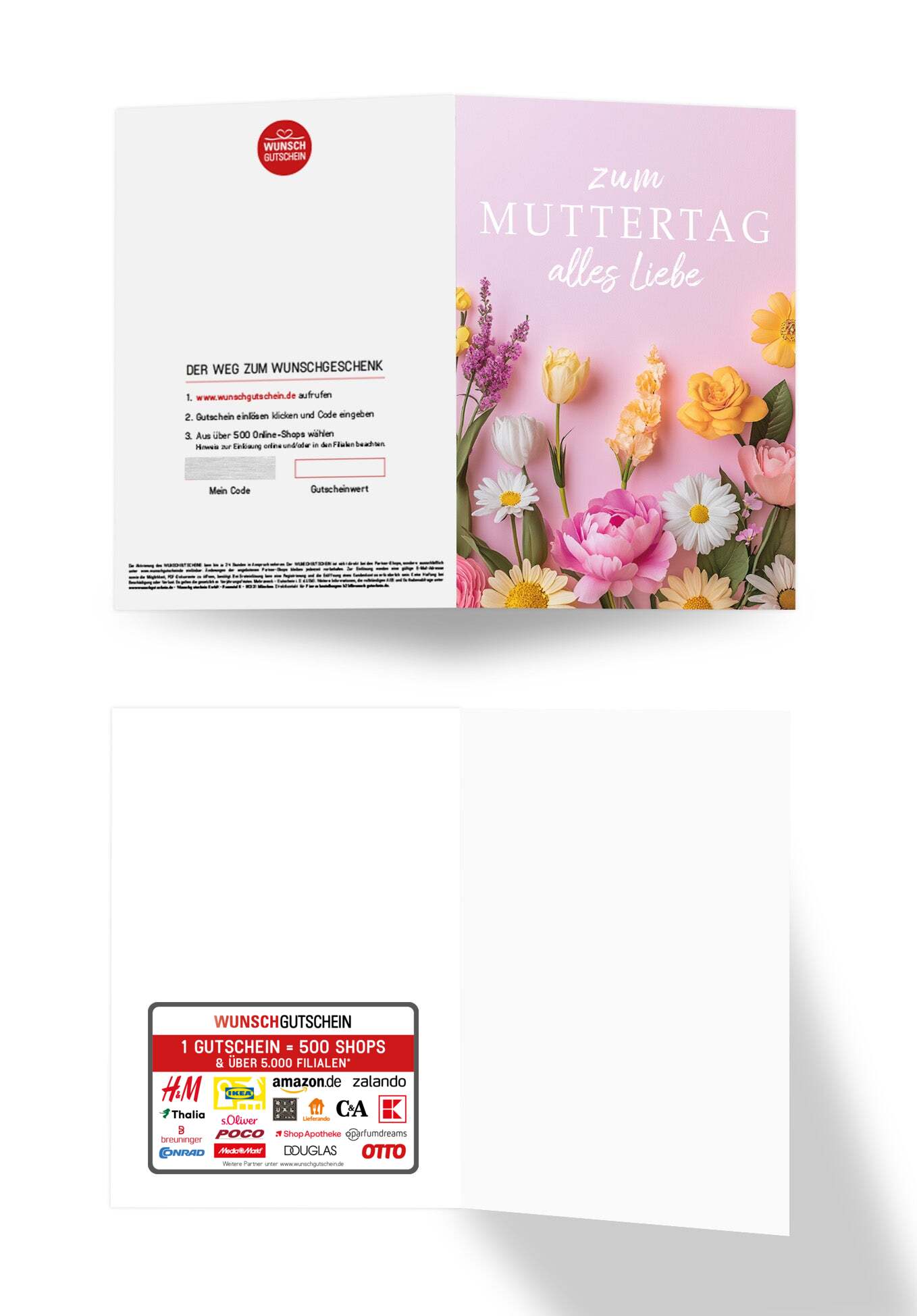 Wunschgutschein Zum Muttertag alles Liebe - Blumen Rosa – Geschenkgutschein Ansicht 3