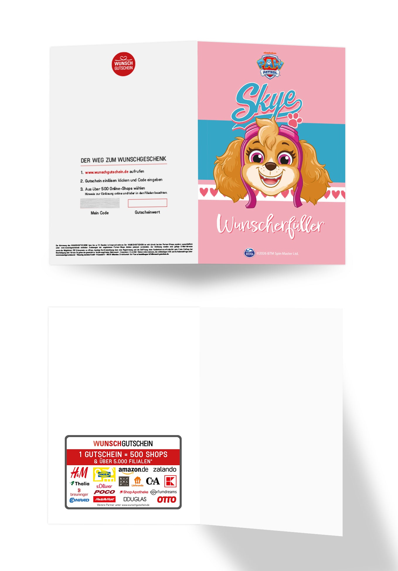 Wunschgutschein Paw Patrol - Wunscherfüller - Skye Blau Pink – Geschenkgutschein Ansicht 3