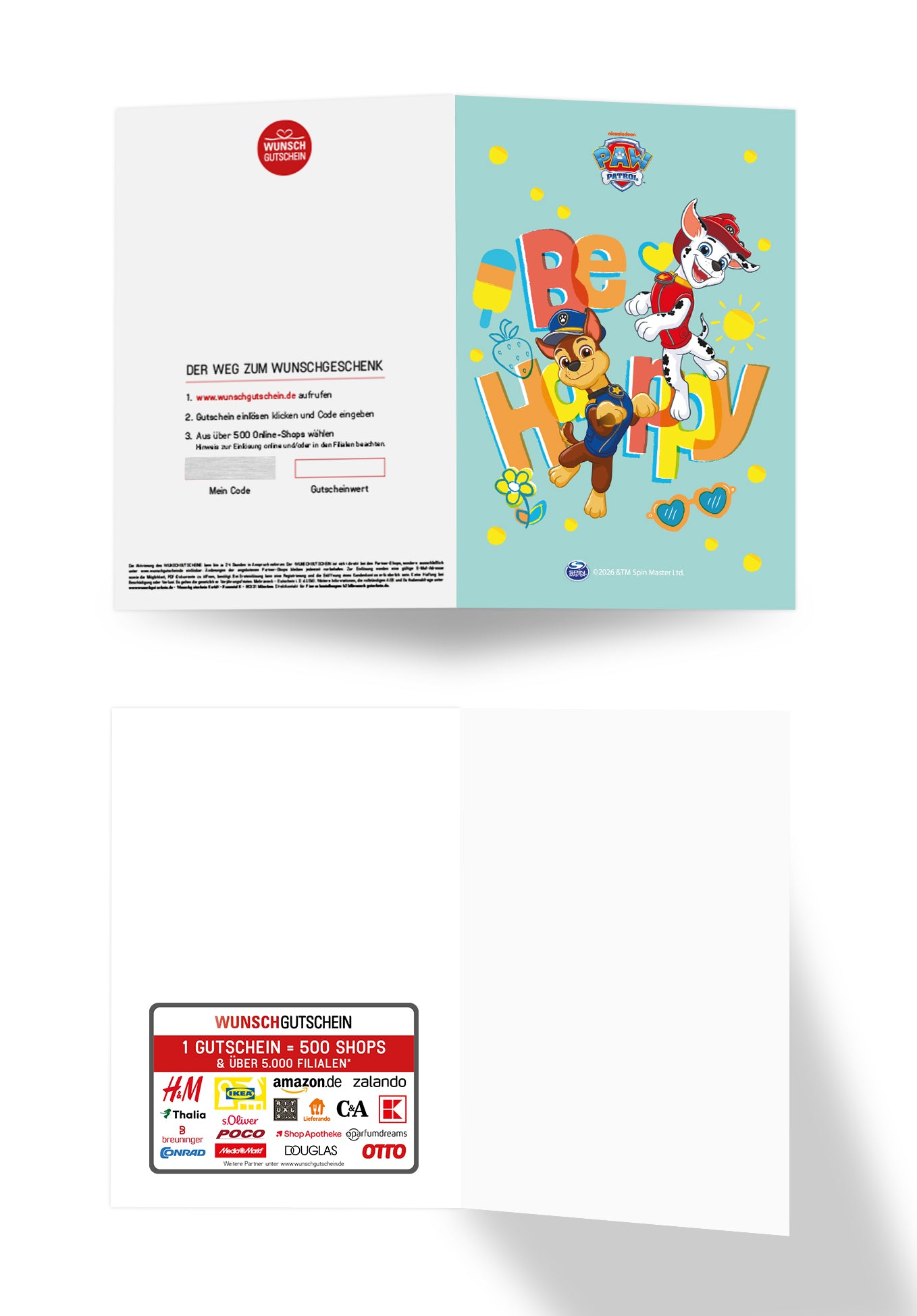 Wunschgutschein Paw Patrol - Be Happy - Hellblau Sommer PDF – Geschenkgutschein Ansicht 3