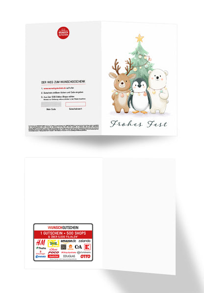Frohes Fest - Tiere und Tannenbaum