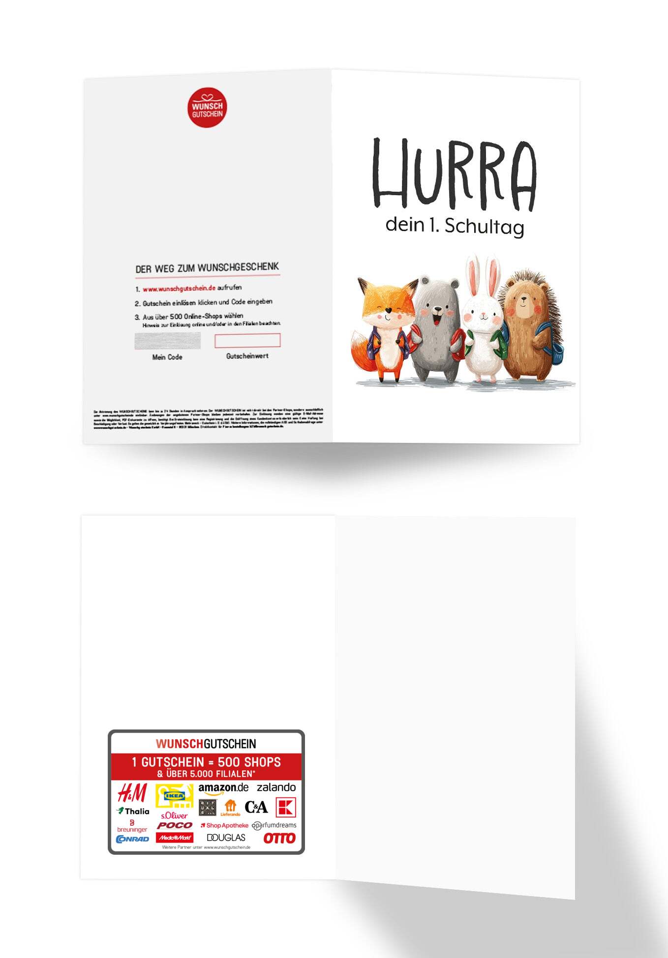 Wunschgutschein Hurra erster Schultag - Tierkinder PDF – Geschenkgutschein Ansicht 3