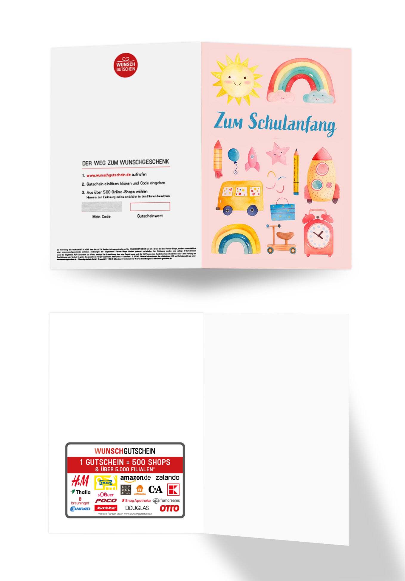 Wunschgutschein Zum Schulanfang - Wasserfarbe – Geschenkgutschein Ansicht 3