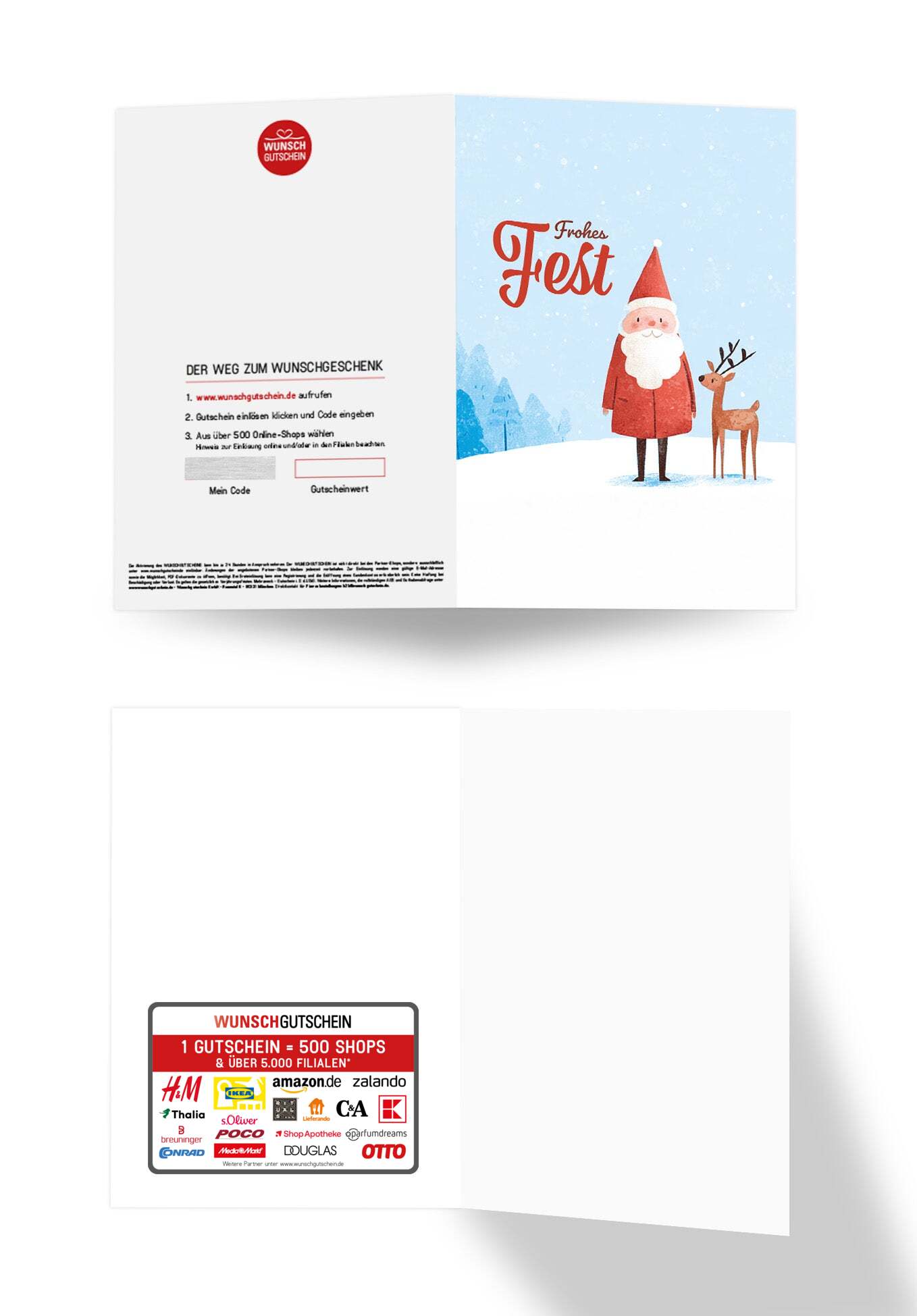 Wunschgutschein Frohes Fest - Weihnachtsmann Rentier – Geschenkgutschein Ansicht 3