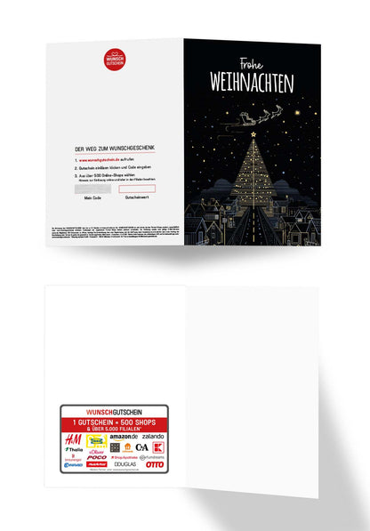 Wunschgutschein Frohe Weihnachten - Stadt Tannenbaum – Geschenkgutschein Ansicht 3