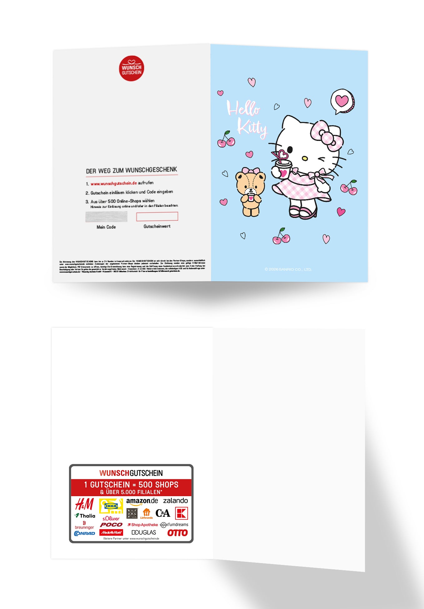 Hello Kitty - Kirschen Herzen Hellblau