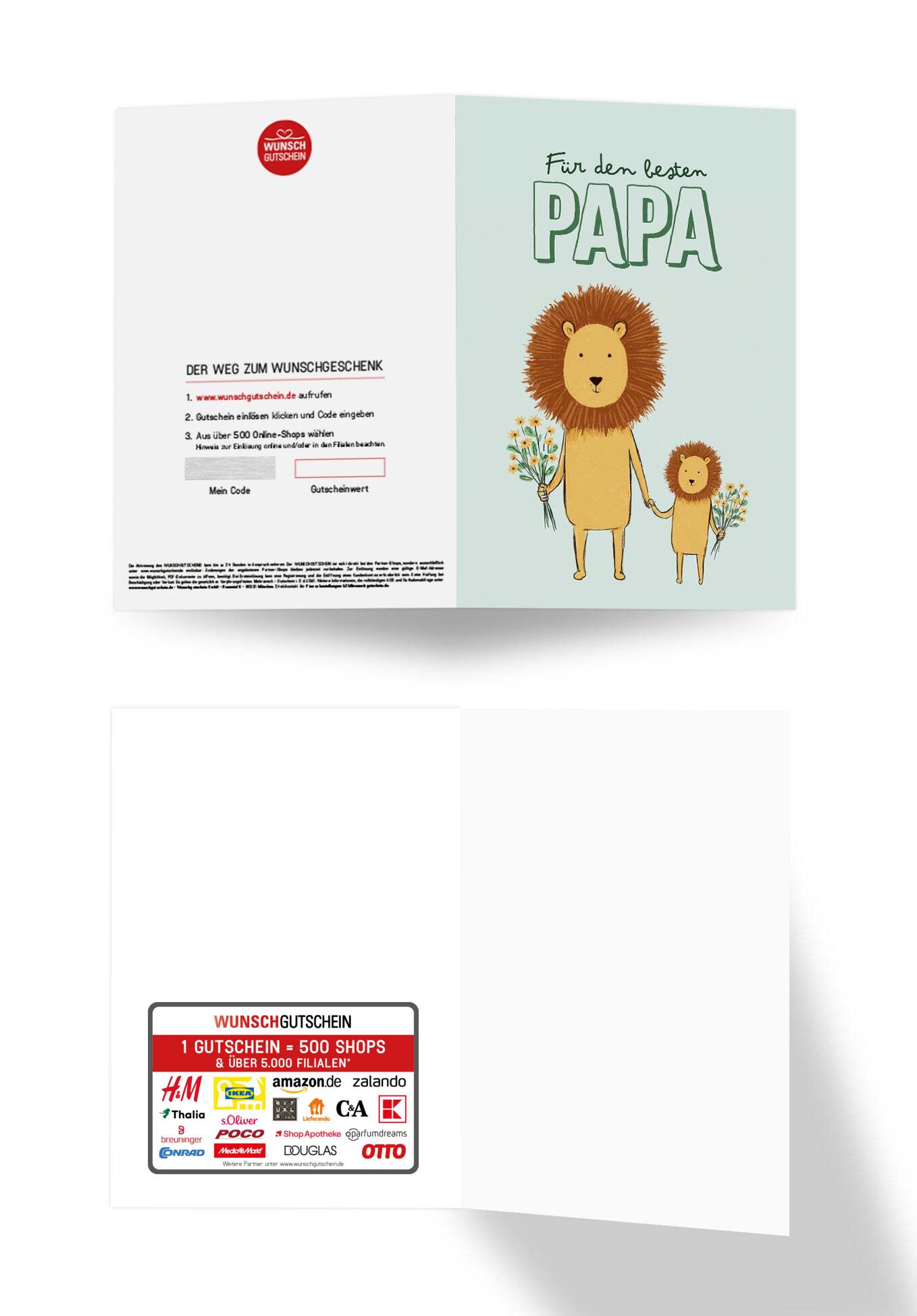Wunschgutschein Für den besten Papa - Löwen Grün – Geschenkgutschein Ansicht 3