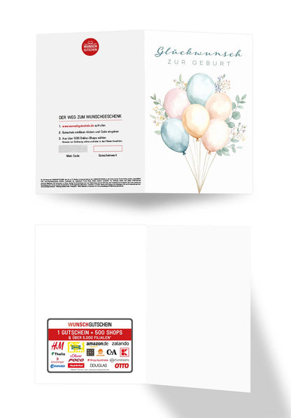 Wunschgutschein Glückwunsch zur Geburt - Ballons – Geschenkgutschein Ansicht 3