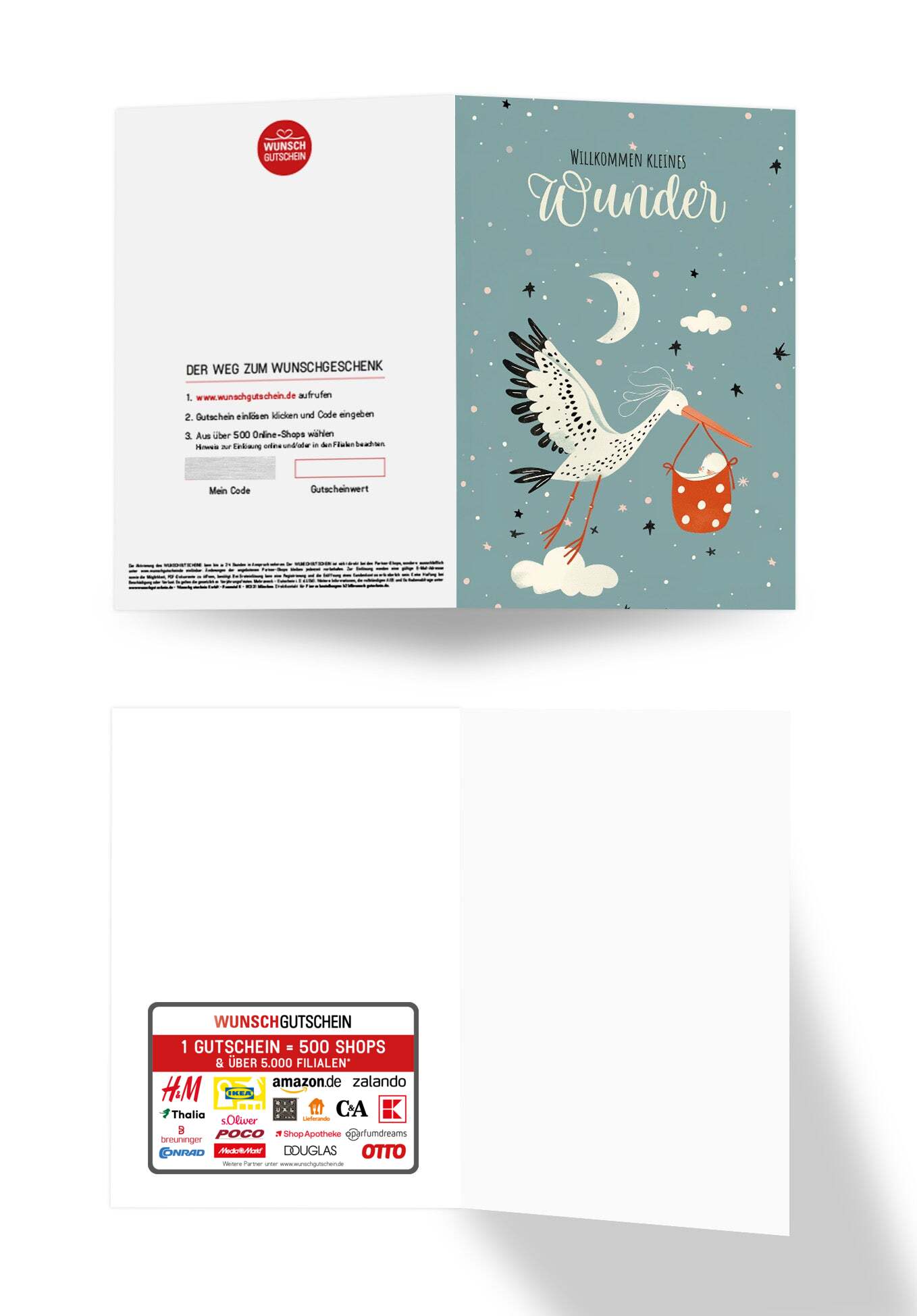 Wunschgutschein Willkommen kleines Wunder - Storch – Geschenkgutschein Ansicht 3