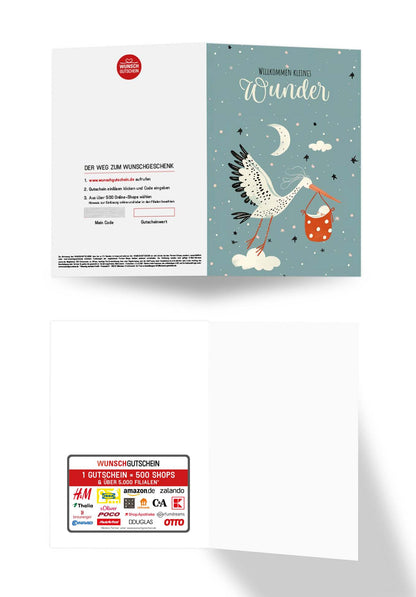 Wunschgutschein Willkommen kleines Wunder - Storch – Geschenkgutschein Ansicht 3